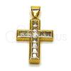 Dije Religioso 05.342.0251 Oro Laminado, Diseño de Cruz, con Zirconia Cubica Blanca, Pulido, Tono Dorado