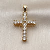 Dije Religioso 05.342.0253 Oro Laminado, Diseño de Cruz, con Zirconia Cubica Blanca, Pulido, Tono Dorado