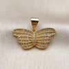 Dije Elegante 05.342.0267 Oro Laminado, Diseño de Mariposa, con Zirconia Cubica Blanca, Pulido, Tono Dorado