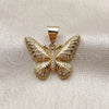 Dije Elegante 05.342.0269 Oro Laminado, Diseño de Mariposa, con Micro Pave Blanca, Pulido, Tono Dorado