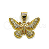 Dije Elegante 05.342.0269 Oro Laminado, Diseño de Mariposa, con Micro Pave Blanca, Pulido, Tono Dorado