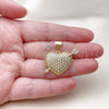 Dije Elegante 05.342.0271 Oro Laminado, Diseño de Corazón y Flecha, con Zirconia Cubica Blanca, Pulido, Tono Dorado