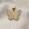 Dije Elegante 05.342.0274 Oro Laminado, Diseño de Mariposa, con Zirconia Cubica Blanca, Pulido, Tono Dorado