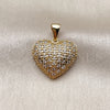 Dije Elegante 05.342.0275 Oro Laminado, Diseño de Corazón, con Zirconia Cubica Blanca, Pulido, Tono Dorado