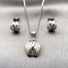 Juego de Arete y Dije de Adulto 10.342.0222.1 Rodio Laminado, con Micro Pave Blanca y Zirconia Cubica Blanca, Pulido, Rodinado