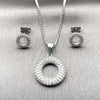 Juego de Arete y Dije de Adulto 10.342.0284 Rodio Laminado, con Zirconia Cubica Blanca y Micro Pave Blanca, Pulido, Rodinado