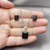 Juego de Arete y Dije de Adulto 10.342.0106.5 Rodio Laminado, con Zirconia Cubica Negro, Pulido, Rodinado