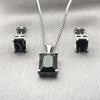 Juego de Arete y Dije de Adulto 10.342.0106.5 Rodio Laminado, con Zirconia Cubica Negro, Pulido, Rodinado
