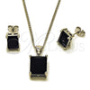 Juego de Arete y Dije de Adulto 10.342.0106.5 Rodio Laminado, con Zirconia Cubica Negro, Pulido, Rodinado