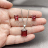 Juego de Arete y Dije de Adulto 10.342.0106.6 Rodio Laminado, con Zirconia Cubica Rubi, Pulido, Rodinado
