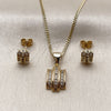 Juego de Arete y Dije de Adulto 10.342.0291 Oro Laminado, con Zirconia Cubica Blanca, Pulido, Tono Dorado
