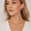 Juego de Arete y Dije de Adulto 10.342.0296 Oro Laminado, con Zirconia Cubica Blanca, Pulido, Tono Dorado