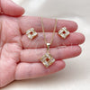 Juego de Arete y Dije de Adulto 10.342.0300 Oro Laminado, con Zirconia Cubica Blanca, Pulido, Tono Dorado
