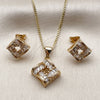 Juego de Arete y Dije de Adulto 10.342.0300 Oro Laminado, con Zirconia Cubica Blanca, Pulido, Tono Dorado