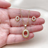 Juego de Arete y Dije de Adulto 10.342.0311 Oro Laminado, con Zirconia Cubica Blanca, Pulido, Tono Dorado