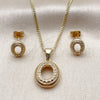 Juego de Arete y Dije de Adulto 10.342.0311 Oro Laminado, con Zirconia Cubica Blanca, Pulido, Tono Dorado