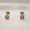Arete Dormilona 02.342.0368 Oro Laminado, con Zirconia Cubica Blanca, Pulido, Tono Dorado