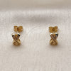 Arete Dormilona 02.342.0369 Oro Laminado, con Micro Pave Blanca, Pulido, Tono Dorado