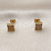 Arete Dormilona 02.342.0371 Oro Laminado, con Micro Pave Blanca, Pulido, Tono Dorado