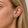 Arete Dormilona 02.342.0373 Oro Laminado, Diseño de Corazón, con Micro Pave Blanca, Pulido, Tono Dorado