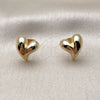 Arete Dormilona 02.342.0384 Oro Laminado, Diseño de Corazón, Pulido, Tono Dorado
