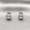 Arete Dormilona 02.342.0205.1 Rodio Laminado, Diseño de Cluster, con Zirconia Cubica Blanca y Micro Pave Blanca, Pulido, Rodinado