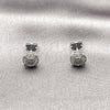 Arete Dormilona 02.342.0414 Rodio Laminado, Diseño de Cluster, con Micro Pave Blanca, Pulido, Rodinado