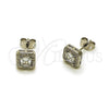 Arete Dormilona 02.342.0418 Rodio Laminado, Diseño de Cluster, con Zirconia Cubica Blanca y Micro Pave Blanca, Pulido, Rodinado