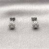 Arete Dormilona 02.342.0424 Rodio Laminado, Diseño de Cluster, con Zirconia Cubica Blanca, Pulido, Rodinado