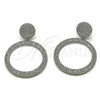 Arete Colgante 02.436.0058.1 Rodio Laminado, con Micro Pave Blanca, Pulido, Rodinado