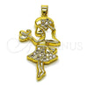 Dije Elegante 05.465.0001 Oro Laminado, Diseño de Niñita Pequeña, con Zirconia Cubica Blanca, Pulido, Tono Dorado