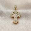Dije Religioso 05.465.0006 Oro Laminado, Diseño de Cruz, con Micro Pave Blanca, Pulido, Tono Dorado