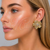 Arete Dormilona 02.465.0011 Oro Laminado, Diseño de Flor, con Zirconia Cubica Blanca, Pulido, Tono Dorado