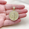 Dije Religioso 05.465.0009 Oro Laminado, Diseño de San Benito, con Zirconia Cubica Blanca, Pulido, Tono Dorado