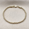 Pulsera Básica 5.222.036.06 Oro Laminado, Diseño de Rope, Pulido, Tono Dorado (Grosor 02.5 MM, 6 Pulgadas de Largo)