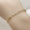 Pulsera Básica 5.222.016.06 Oro Laminado, Diseño de Figaro, Pulido, Tono Dorado (Grosor 03.6 MM, 6 Pulgadas de Largo)