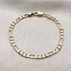 Pulsera Básica 5.222.016.06 Oro Laminado, Diseño de Figaro, Pulido, Tono Dorado (Grosor 03.6 MM, 6 Pulgadas de Largo)