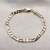 Pulsera Básica 5.222.015.06 Oro Laminado, Diseño de Figaro, Pulido, Tono Dorado (Grosor 04.5 MM, 6 Pulgadas de Largo)