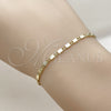 Tobillera Básica 03.213.0291.06 Oro Laminado, Diseño de Mariner, Diamantado, Tono Dorado (Grosor 02.5 MM, 6 Pulgadas de Largo)