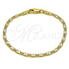 Tobillera Básica 03.213.0291.06 Oro Laminado, Diseño de Mariner, Diamantado, Tono Dorado (Grosor 02.5 MM, 6 Pulgadas de Largo)