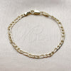 Pulsera Básica 04.213.0370.06 Oro Laminado, Diseño de Figaro, Diamantado, Tono Dorado (Grosor 03 MM, 6 Pulgadas de Largo)