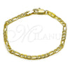 Pulsera Básica 04.213.0370.06 Oro Laminado, Diseño de Figaro, Diamantado, Tono Dorado (Grosor 03 MM, 6 Pulgadas de Largo)