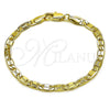 Pulsera Básica 04.213.0372.06 Oro Laminado, Diseño de Mariner, Diamantado, Tono Dorado (Calibre 0.80, Grosor 04 MM, 6 Pulgadas de Largo)