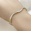 Pulsera Tennis 03.213.0440.07 Oro Laminado, Diseño de Baguette, con Zirconia Cubica Blanca, Pulido, Tono Dorado (Grosor 03.5 MM, 7 Pulgadas de Largo)