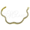 Pulsera Tennis 03.213.0440.07 Oro Laminado, Diseño de Baguette, con Zirconia Cubica Blanca, Pulido, Tono Dorado (Grosor 03.5 MM, 7 Pulgadas de Largo)