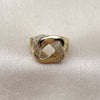 Anillo Multi Piedra 01.459.0003 Oro Laminado, Diseño de Nudo, con Micro Pave Blanca, Pulido, Tono Dorado (Talla Unica)