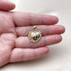 Dije Elegante 05.459.0017 Oro Laminado, Diseño de Corazón y Mama, Pulido, Tono Dorado