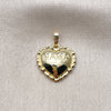 Dije Elegante 05.459.0017 Oro Laminado, Diseño de Corazón y Mama, Pulido, Tono Dorado