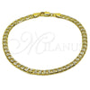 Tobillera Básica 04.213.0366.10 Oro Laminado, Diseño de Cubana, Diamantado, Tono Dorado (Grosor 05 MM, 10 Pulgadas de Largo)