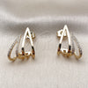 Arete Dormilona 02.204.0106 Oro Laminado, Diseño de Gota, con Micro Pave Blanca, Pulido, Tono Dorado